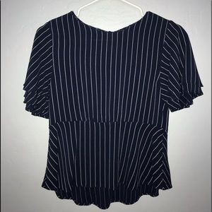 Dillards navy blue and white striped blouse, size medium, never worn but no tags